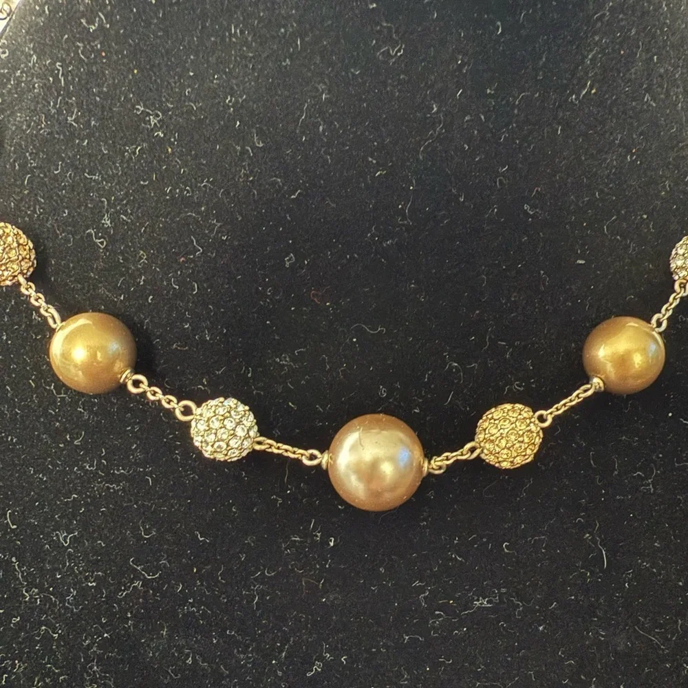 Y2K Carolee Gold-Tone Pearl & Crystal Bead Necklace